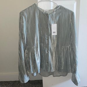 Vince velvet blue long sleeve top